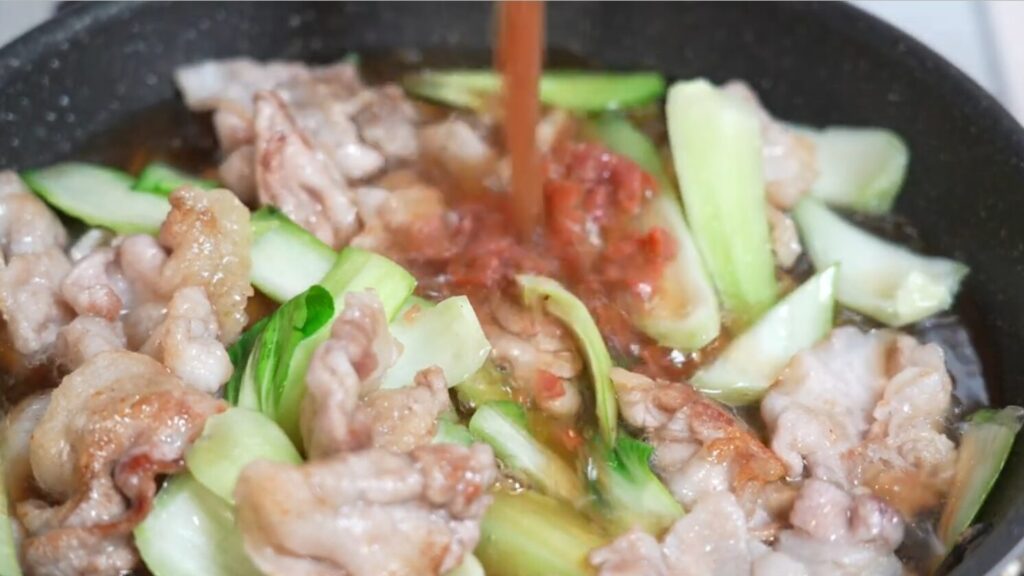 豚肉とチンゲン菜の梅和え